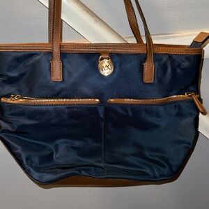 Michael Kors Dark Blue and Brown Tote